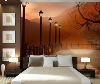 avondslaapkamer met uitzicht fotobehang voor de slaapkamer fotobehang demural