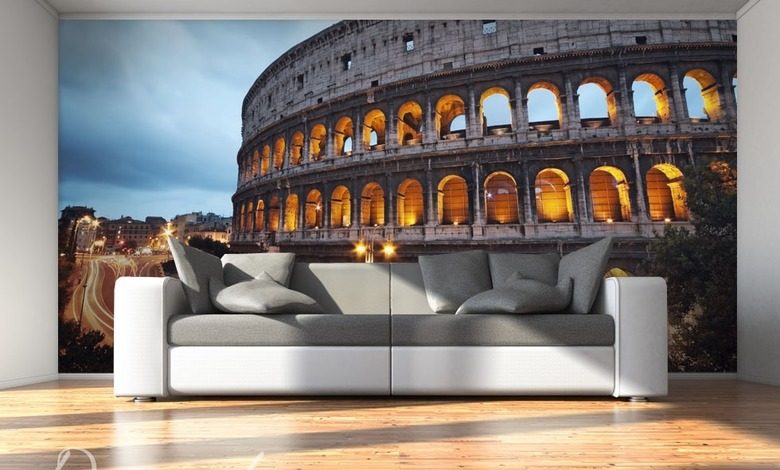 het colosseum in een donkere kleur architectuur fotobehang fotobehang demural