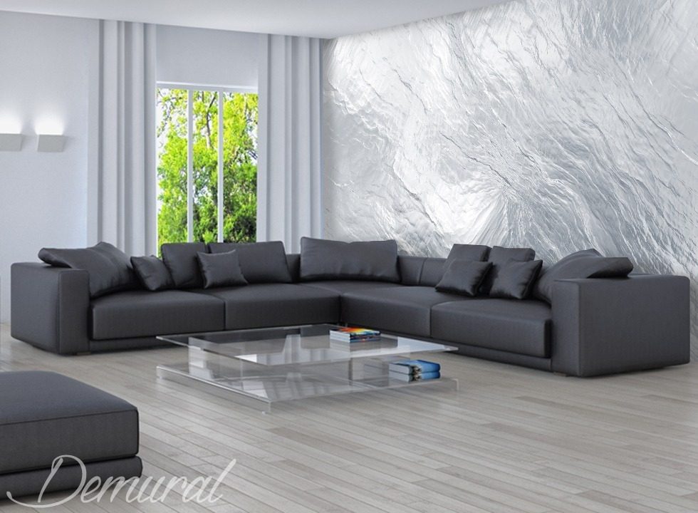 Zilver aluminiumfolie Fotobehang voor de woonkamer Fotobehang Demural