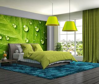 groen muren met bladeren fotobehang voor de slaapkamer fotobehang demural