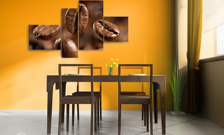 koffie mozaiek canvas voor de eetkamer canvas demural