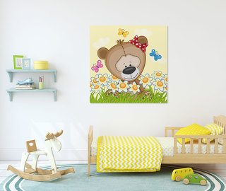teddyberen lentewandelen canvas voor de kinderkamer canvas demural
