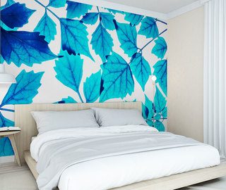 een klein blauw blad fotobehang voor de slaapkamer fotobehang demural