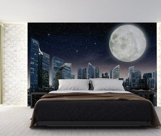 nacht met volle maan kosmos fotobehang fotobehang demural