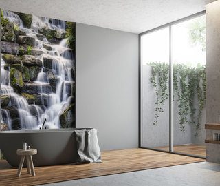 water en subtiele gelukzaligheid fotobehang voor de badkamer fotobehang demural