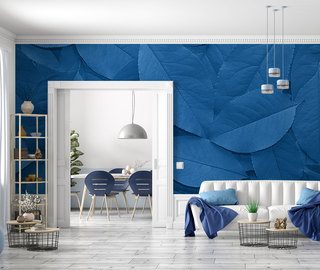 blauwe variatie op het thema bladeren texturen fotobehang fotobehang demural