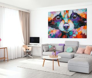 een schattige wasbeer in een artistieke setting dieren canvas canvas demural