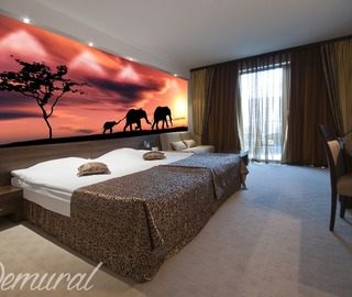 afscheid van afrika savannah voor het slapengaan dieren fotobehang fotobehang demural