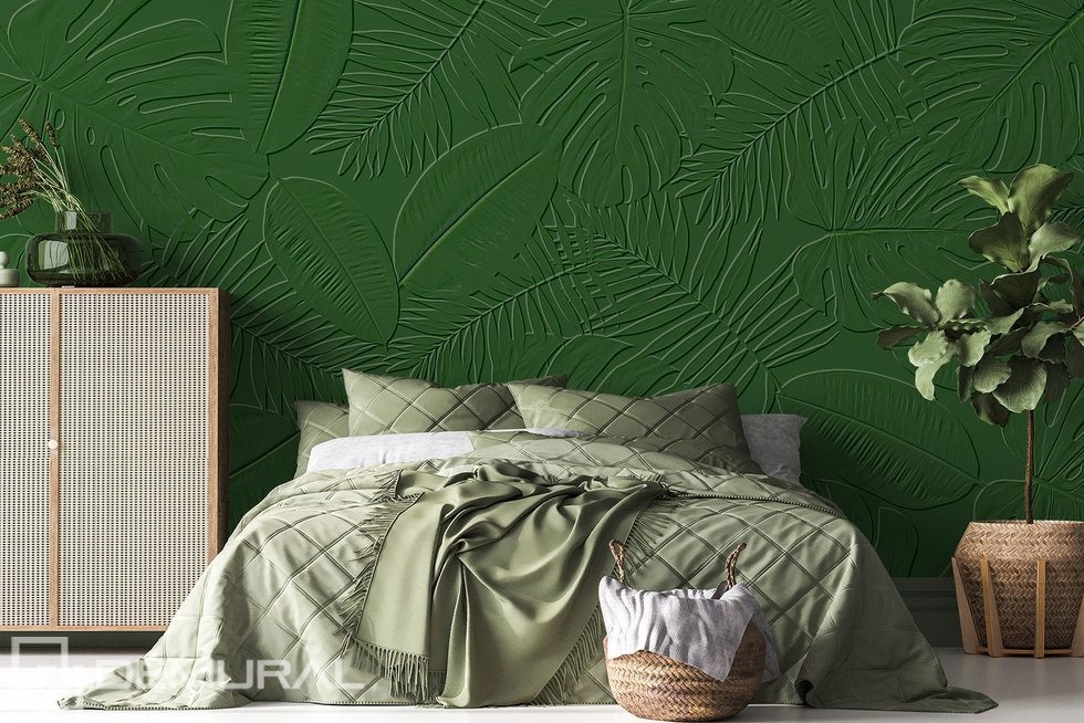 In reliëf gemaakte jungle Fotobehang voor de slaapkamer Fotobehang Demural