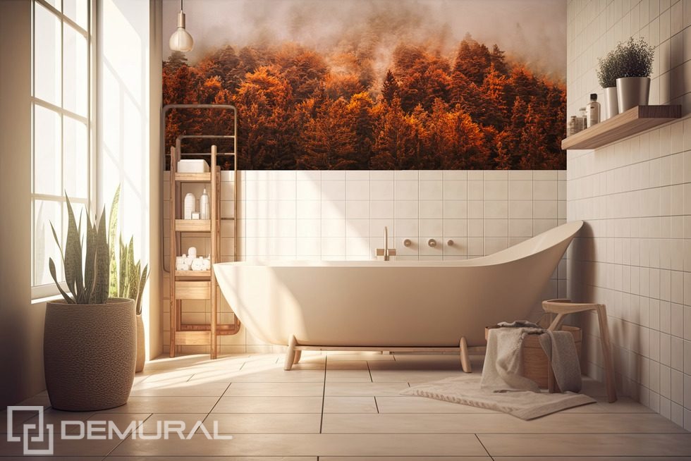 Herfst schoonheid van het bos Fotobehang voor de badkamer Fotobehang Demural