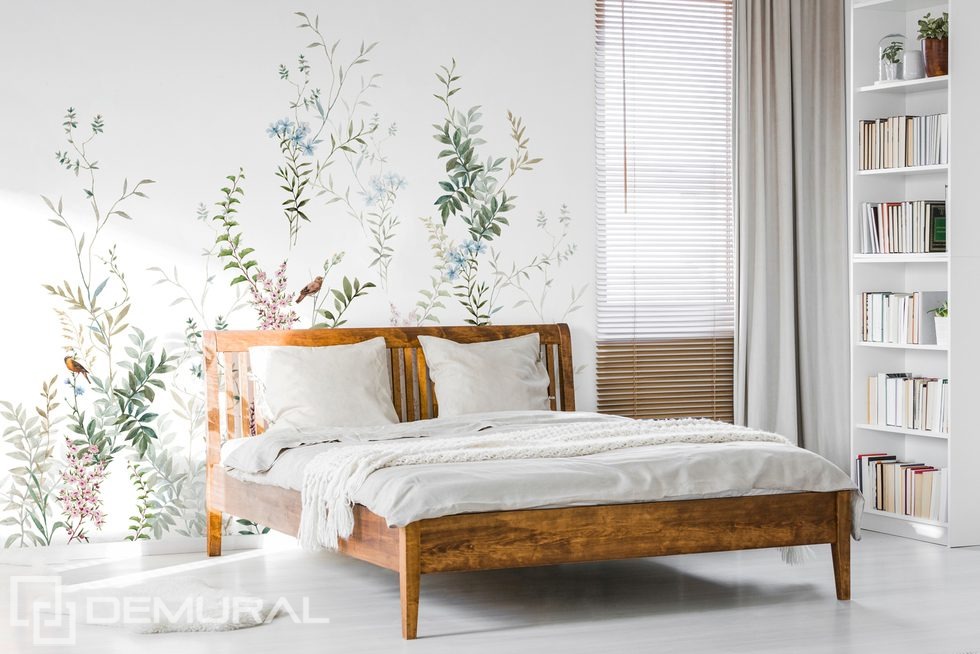 Delicaat, bloemig en modieus Fotobehang voor de slaapkamer Fotobehang Demural