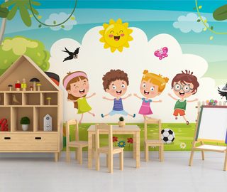 de energie van gelukkige kinderen fotobehang voor de kinderkamer fotobehang demural