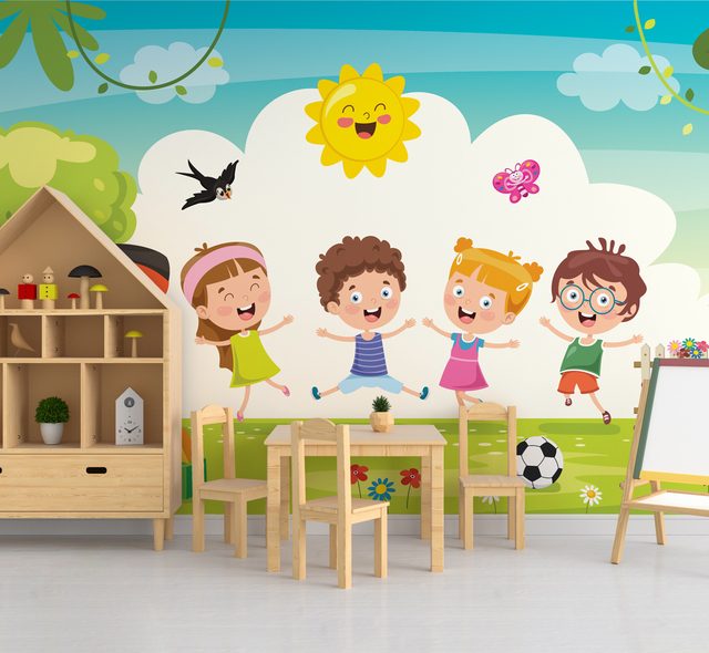 de energie van gelukkige kinderen fotobehang voor de kinderkamer fotobehang demural