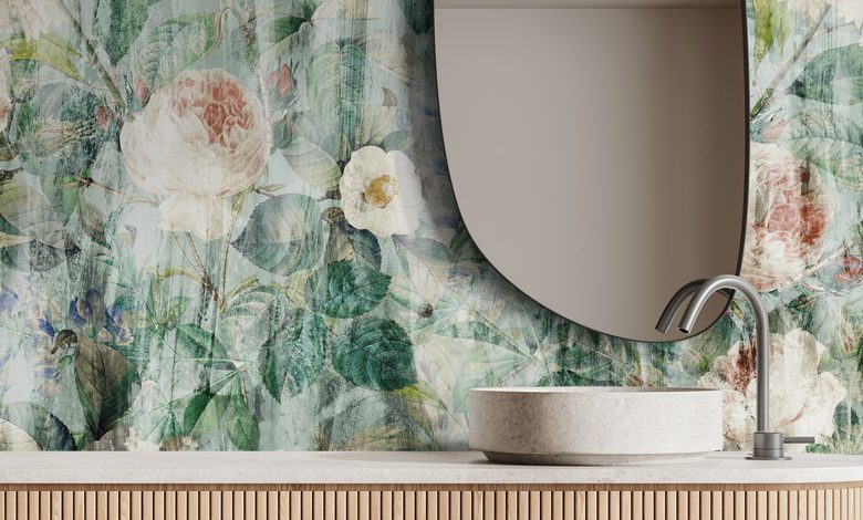 de discrete charme van een bloemenweide fotobehang voor de badkamer fotobehang demural